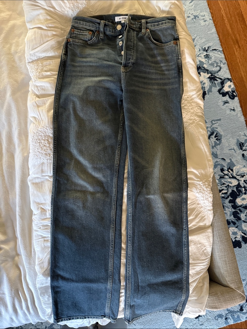 Re/Done Mid-Wash Blue Straight Jeans